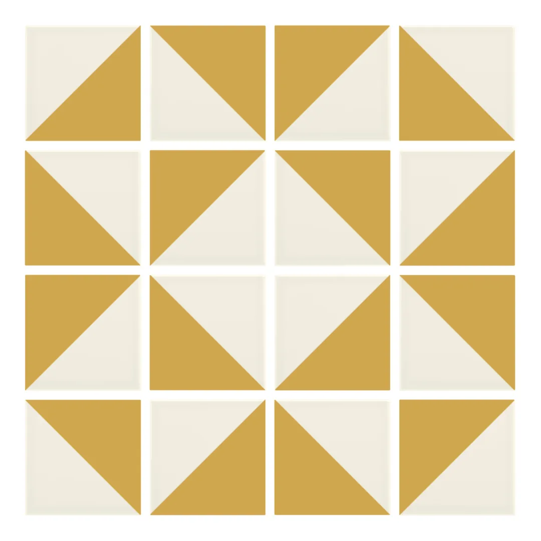 Patrón 3 de colocación de Azulejo Trigone Crema 10x10 Beige Brillo