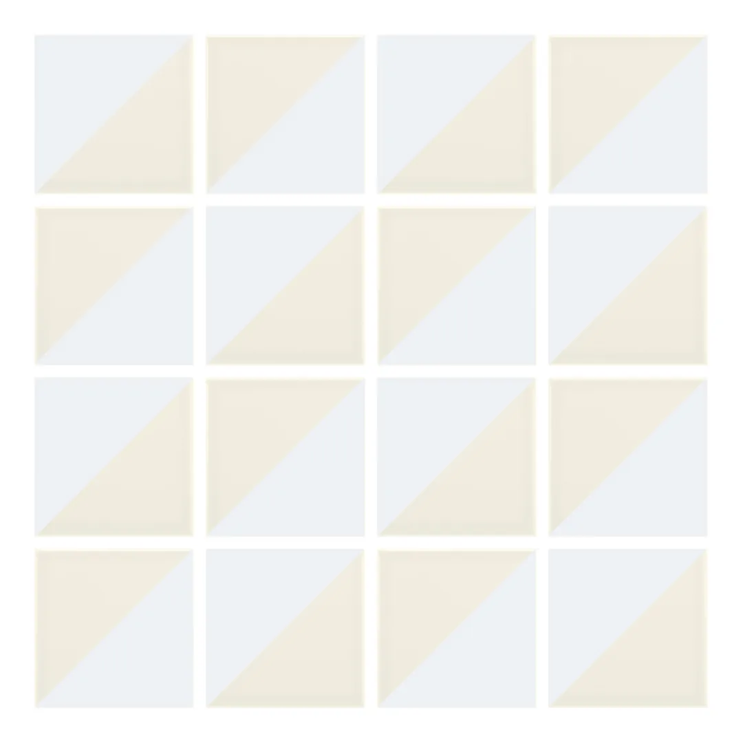 Patrón 2 de colocación de Azulejo Trigone Crema 10x10 Blanco Brillo