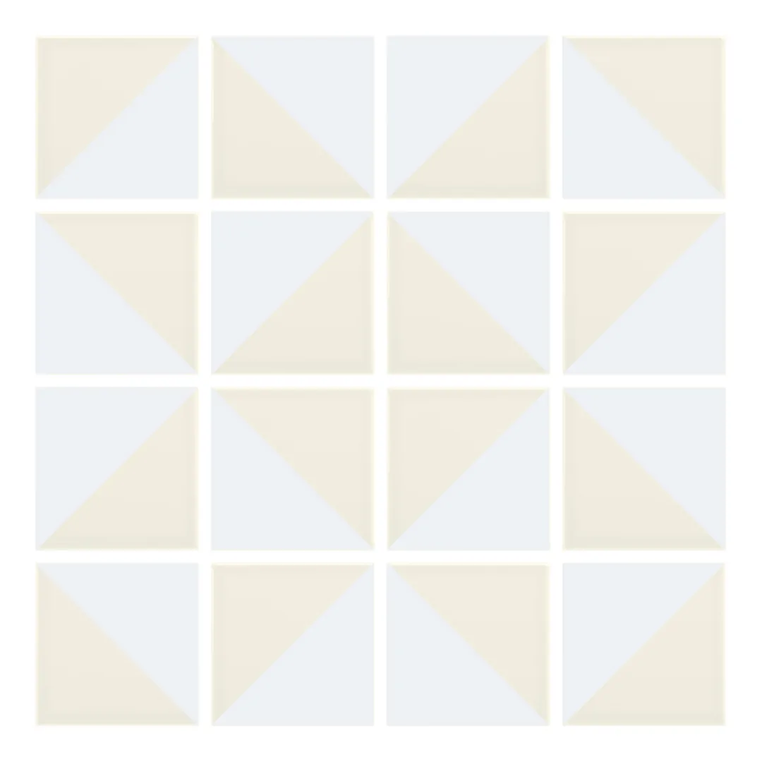 Patrón 3 de colocación de Azulejo Trigone Crema 10x10 Blanco Brillo