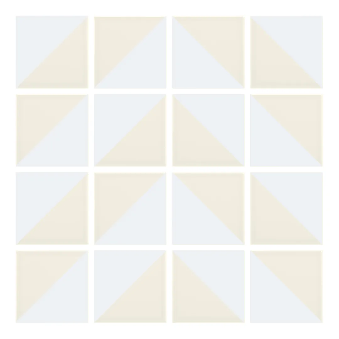 Patrón 4 de colocación de Azulejo Trigone Crema 10x10 Blanco Brillo