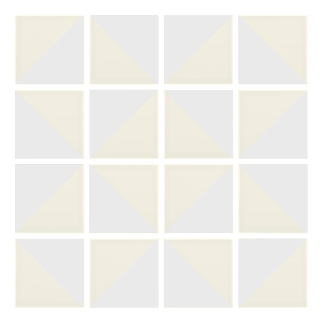 Patrón 3 de colocación de Azulejo Trigone Crema 10x10 Blanco Mate