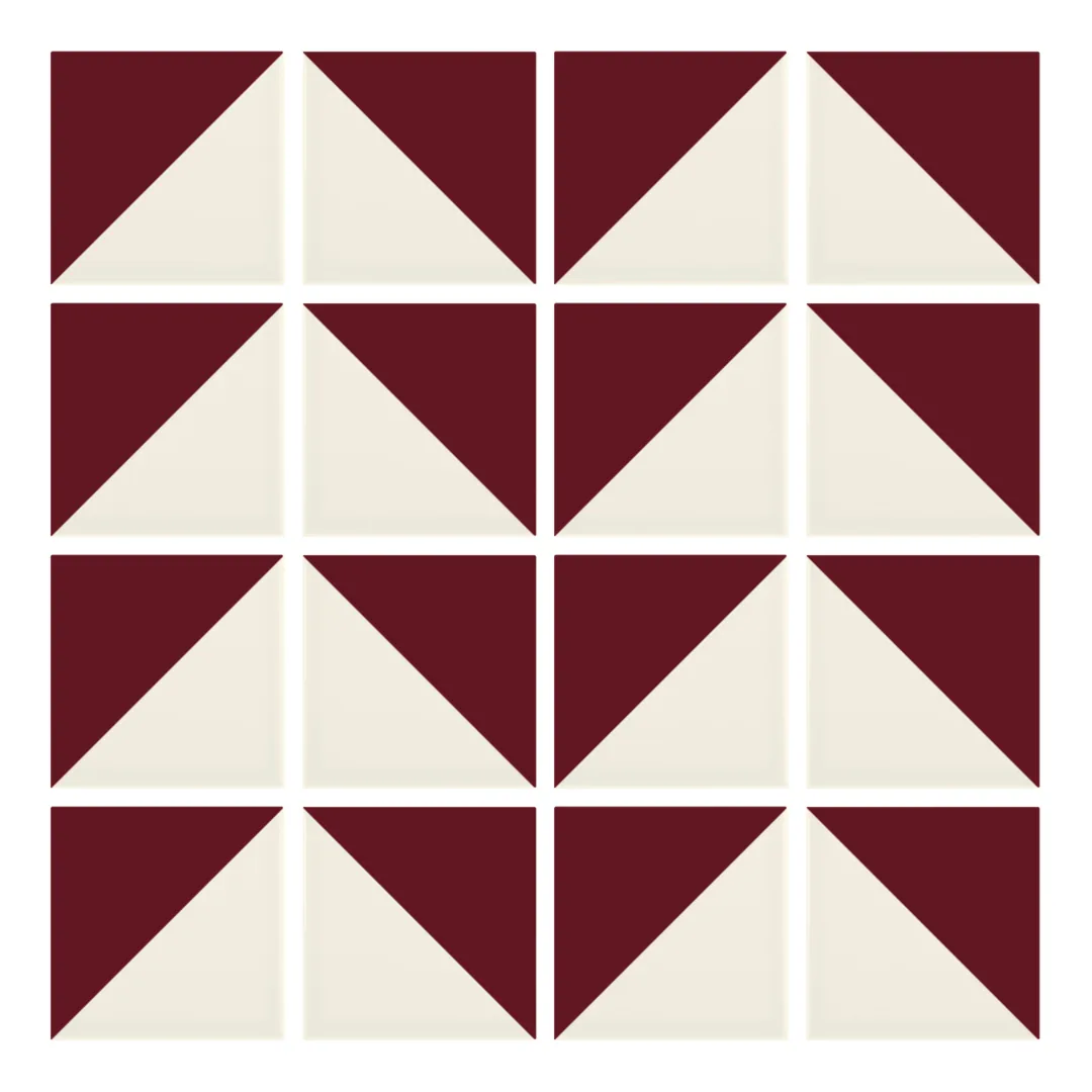 Patrón 6 de colocación de Azulejo Trigone Crema 10x10 Burdeos Brillo