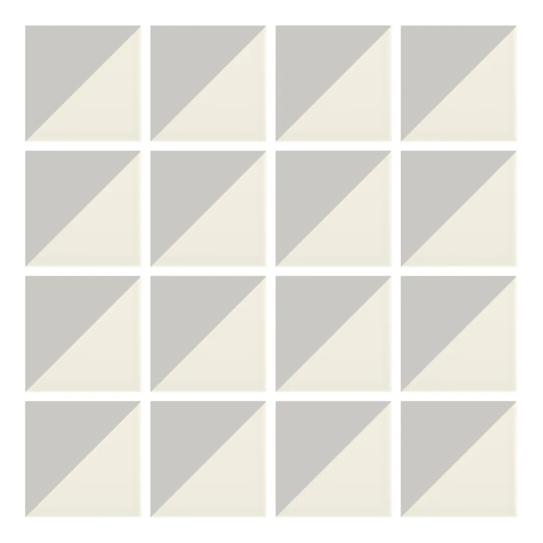 Patrón 1 de colocación de Azulejo Trigone Crema 10x10 Gris Ceniza Mate