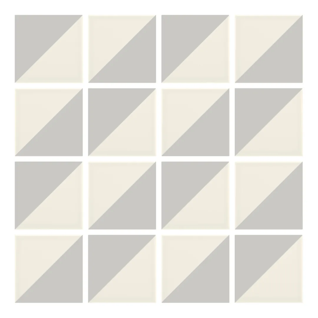 Patrón 2 de colocación de Azulejo Trigone Crema 10x10 Gris Ceniza Mate