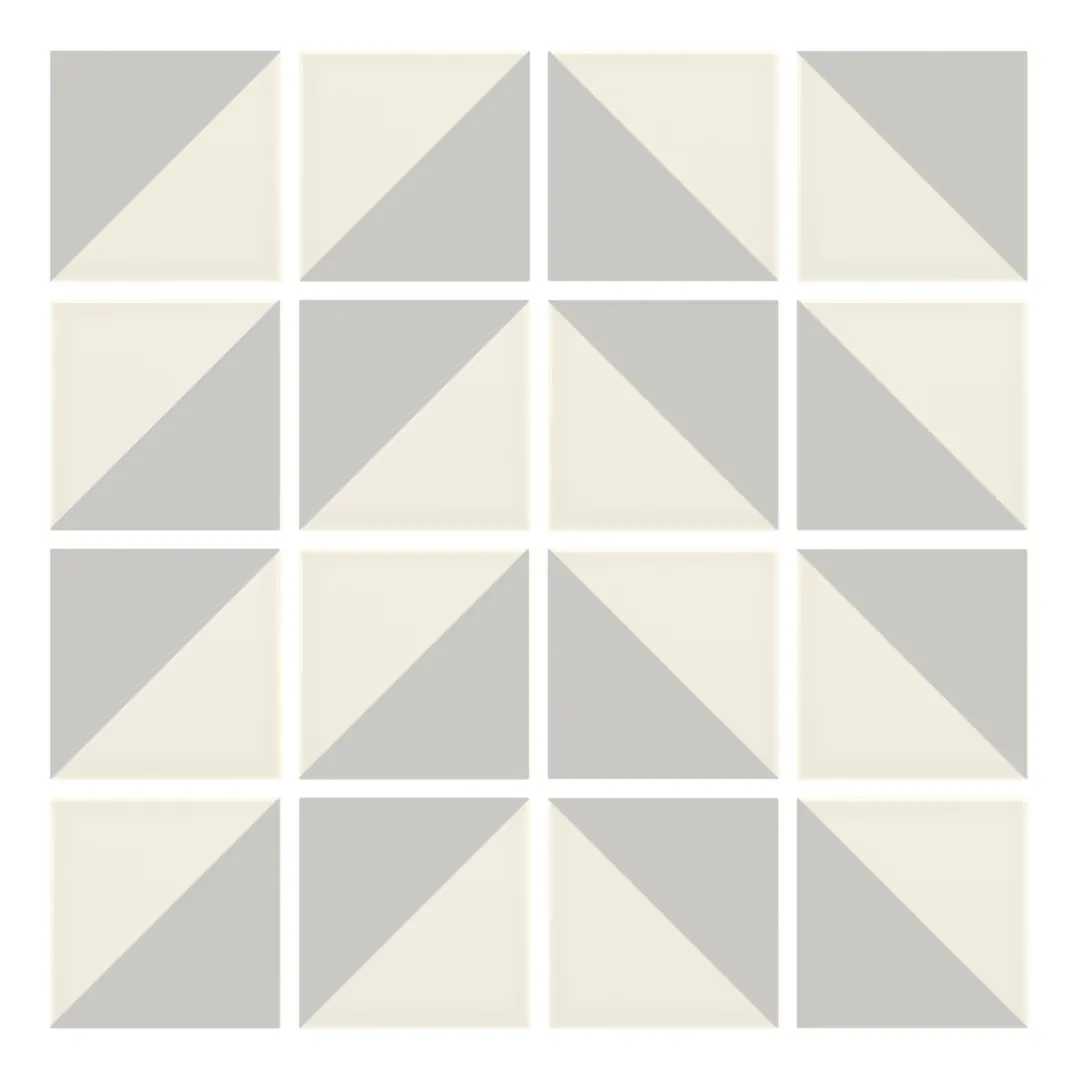 Patrón 4 de colocación de Azulejo Trigone Crema 10x10 Gris Ceniza Mate