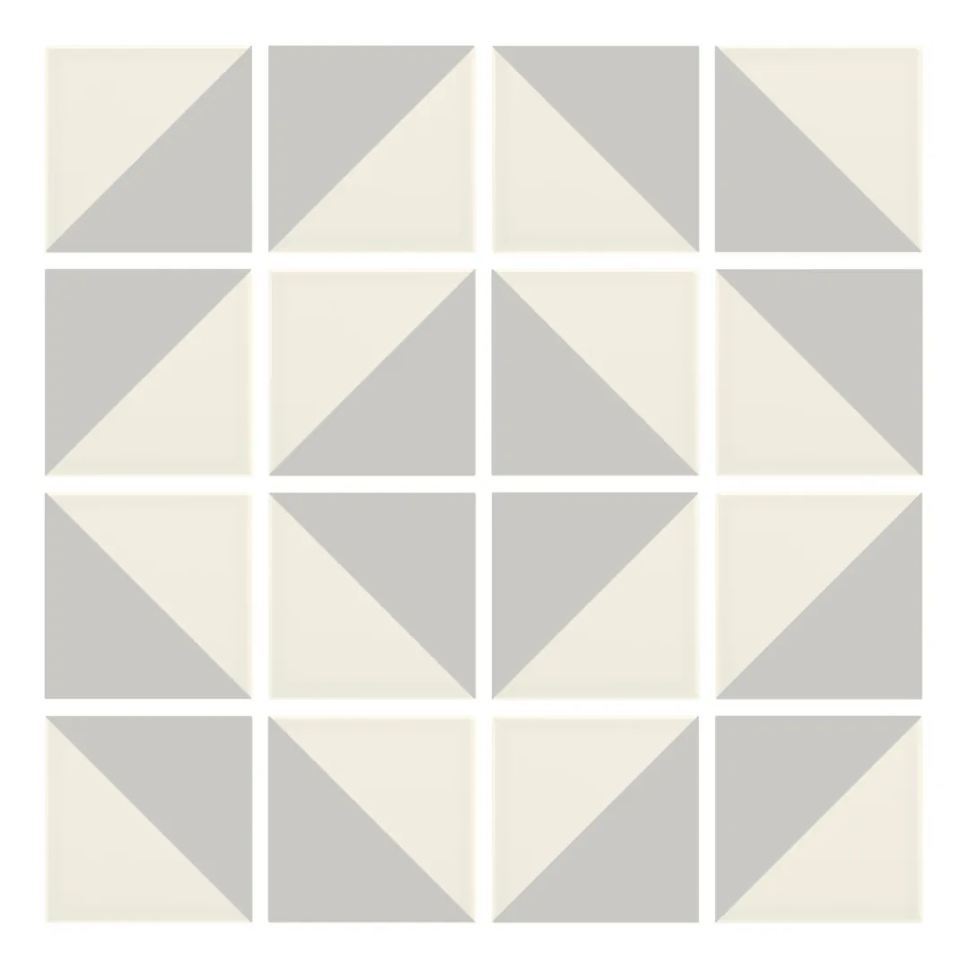 Patrón 5 de colocación de Azulejo Trigone Crema 10x10 Gris Ceniza Mate