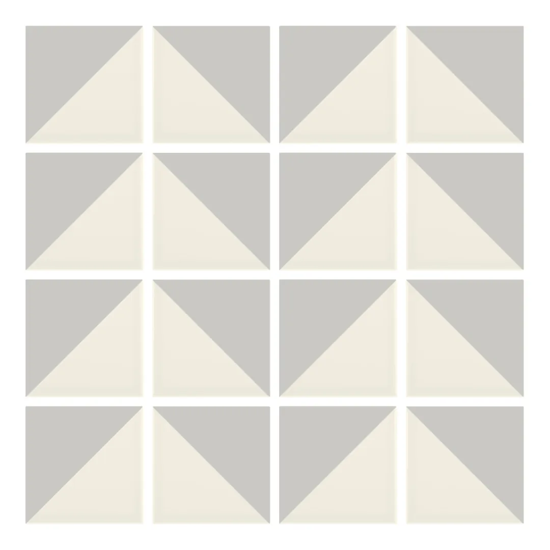 Patrón 6 de colocación de Azulejo Trigone Crema 10x10 Gris Ceniza Mate