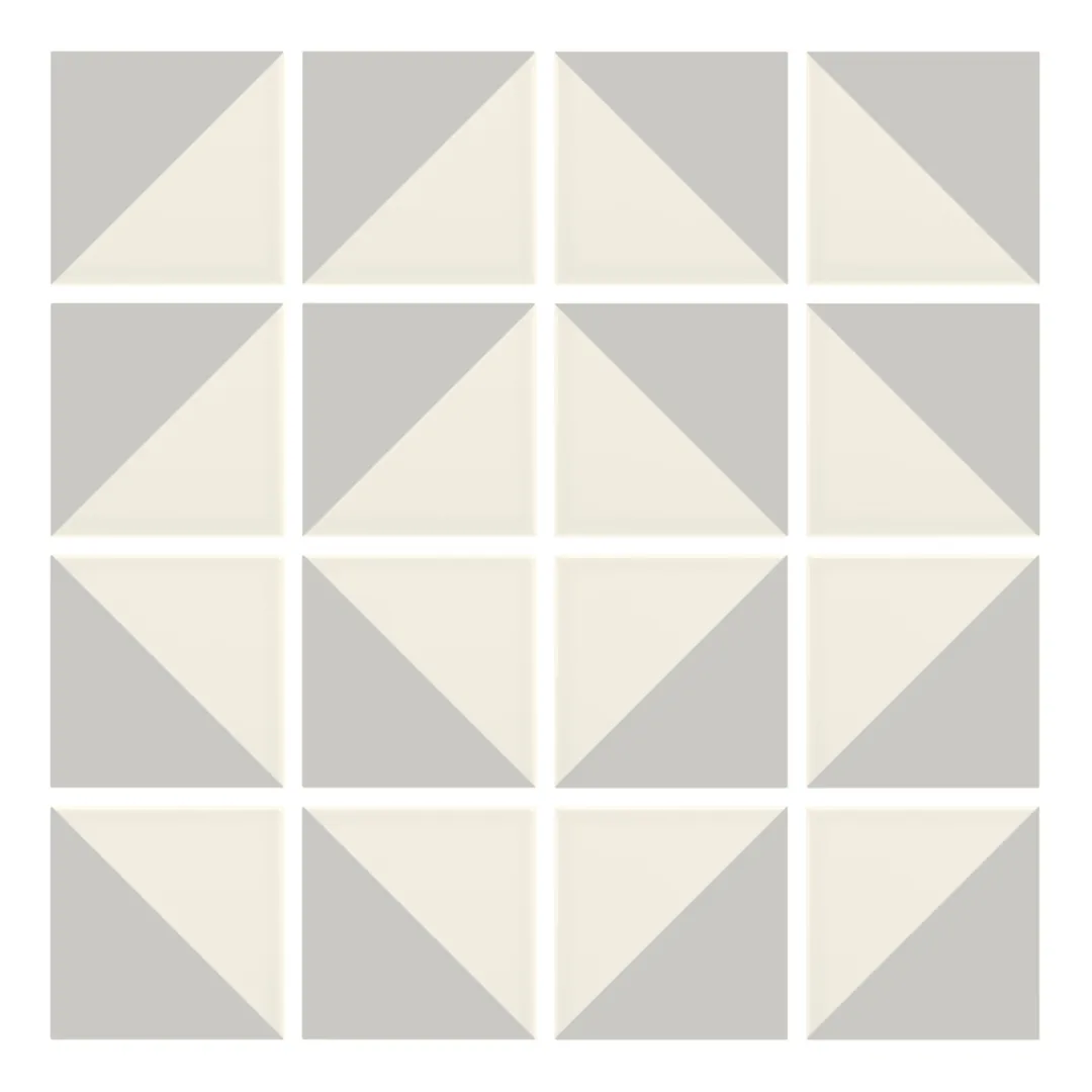 Patrón 7 de colocación de Azulejo Trigone Crema 10x10 Gris Ceniza Mate