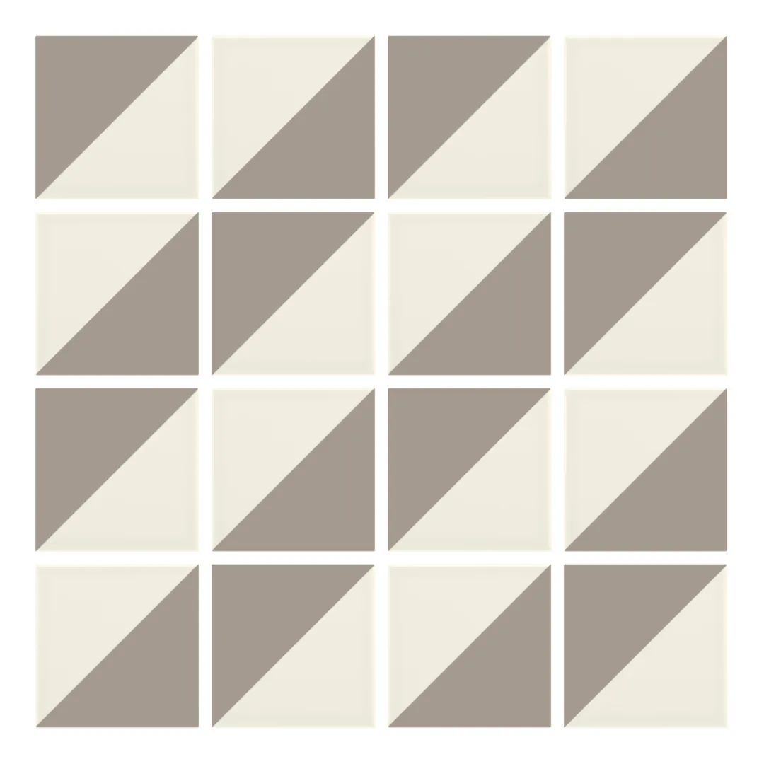 Patrón 2 de colocación de Azulejo Trigone Crema 10x10 Gris Claro Brillo