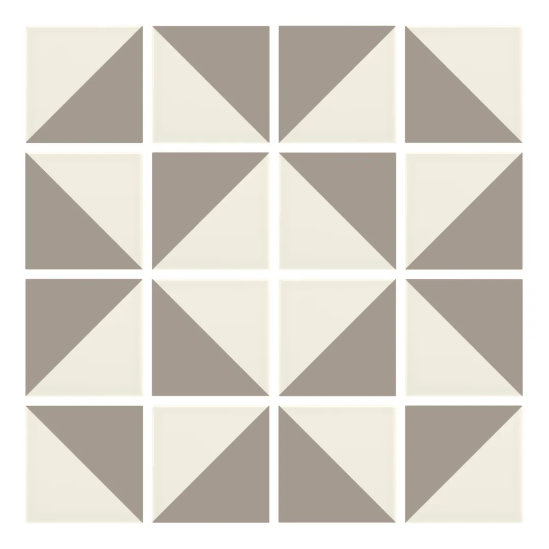 Patrón 3 de colocación de Azulejo Trigone Crema 10x10 Gris Claro Brillo