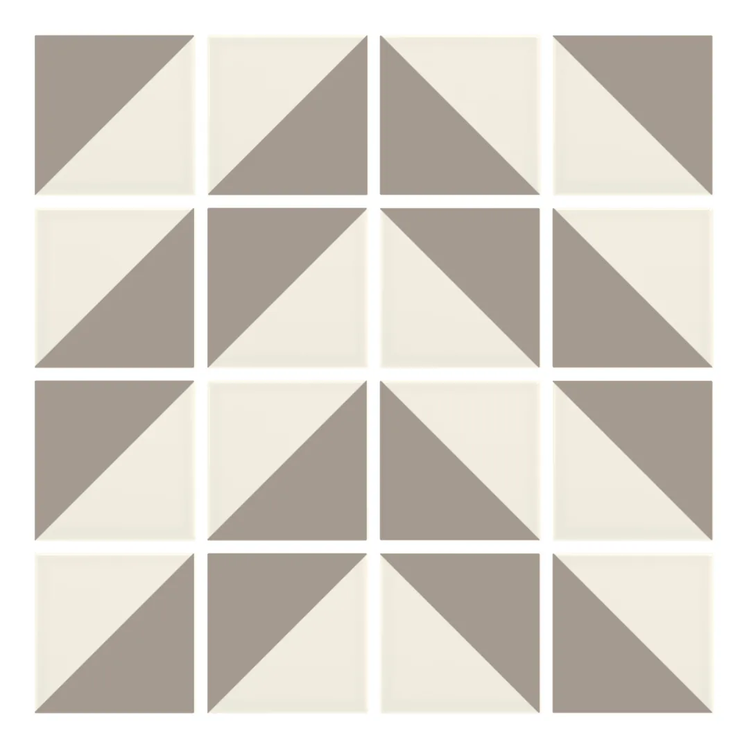 Patrón 4 de colocación de Azulejo Trigone Crema 10x10 Gris Claro Brillo