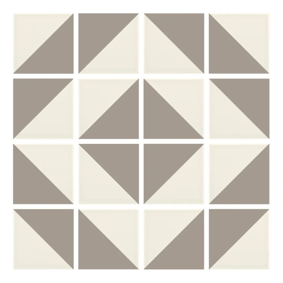 Patrón 5 de colocación de Azulejo Trigone Crema 10x10 Gris Claro Brillo