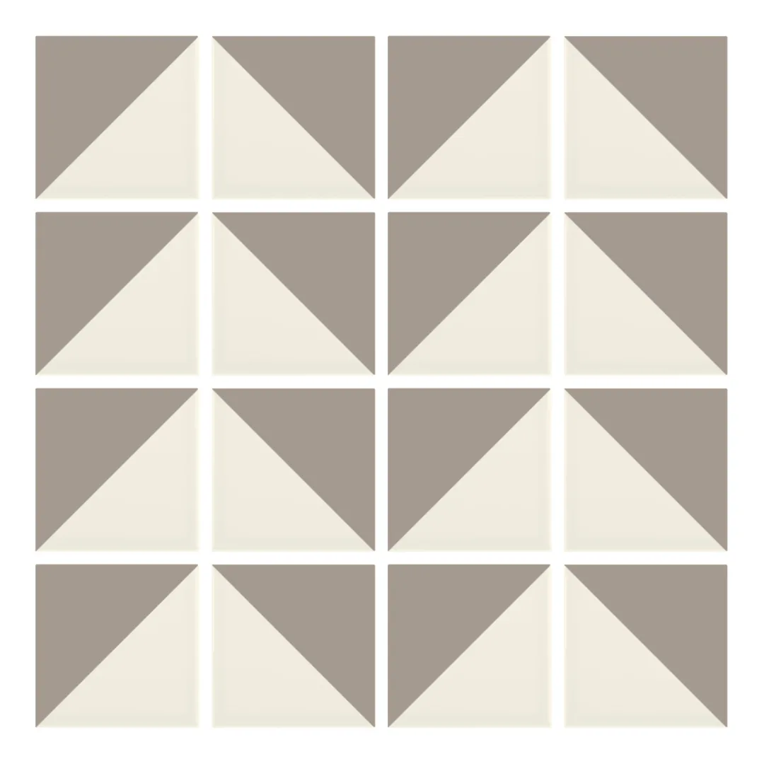 Patrón 6 de colocación de Azulejo Trigone Crema 10x10 Gris Claro Brillo