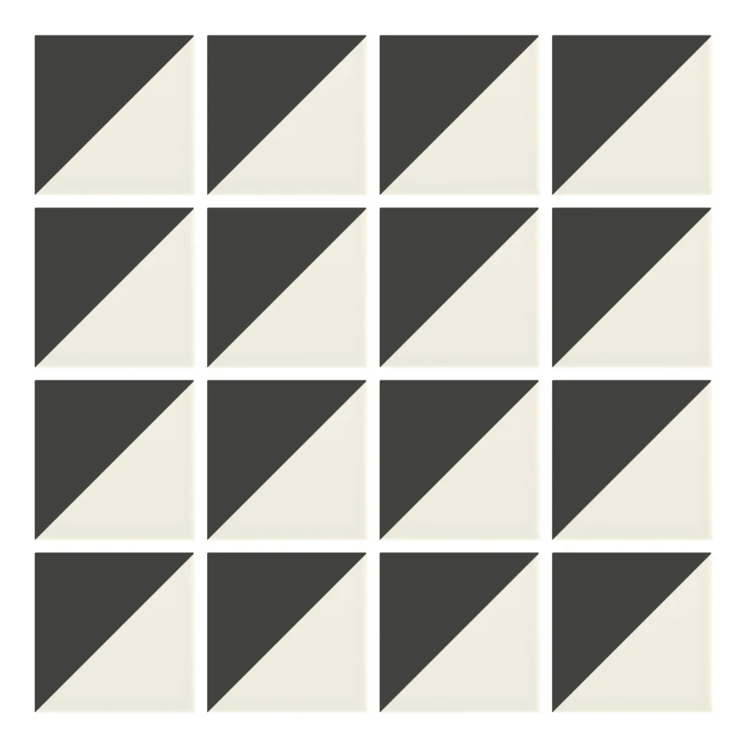 Patrón 1 de colocación de Azulejo Trigone Crema 10x10 Gris Grafito Mate