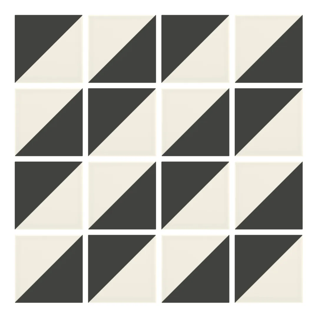 Patrón 2 de colocación de Azulejo Trigone Crema 10x10 Gris Grafito Mate
