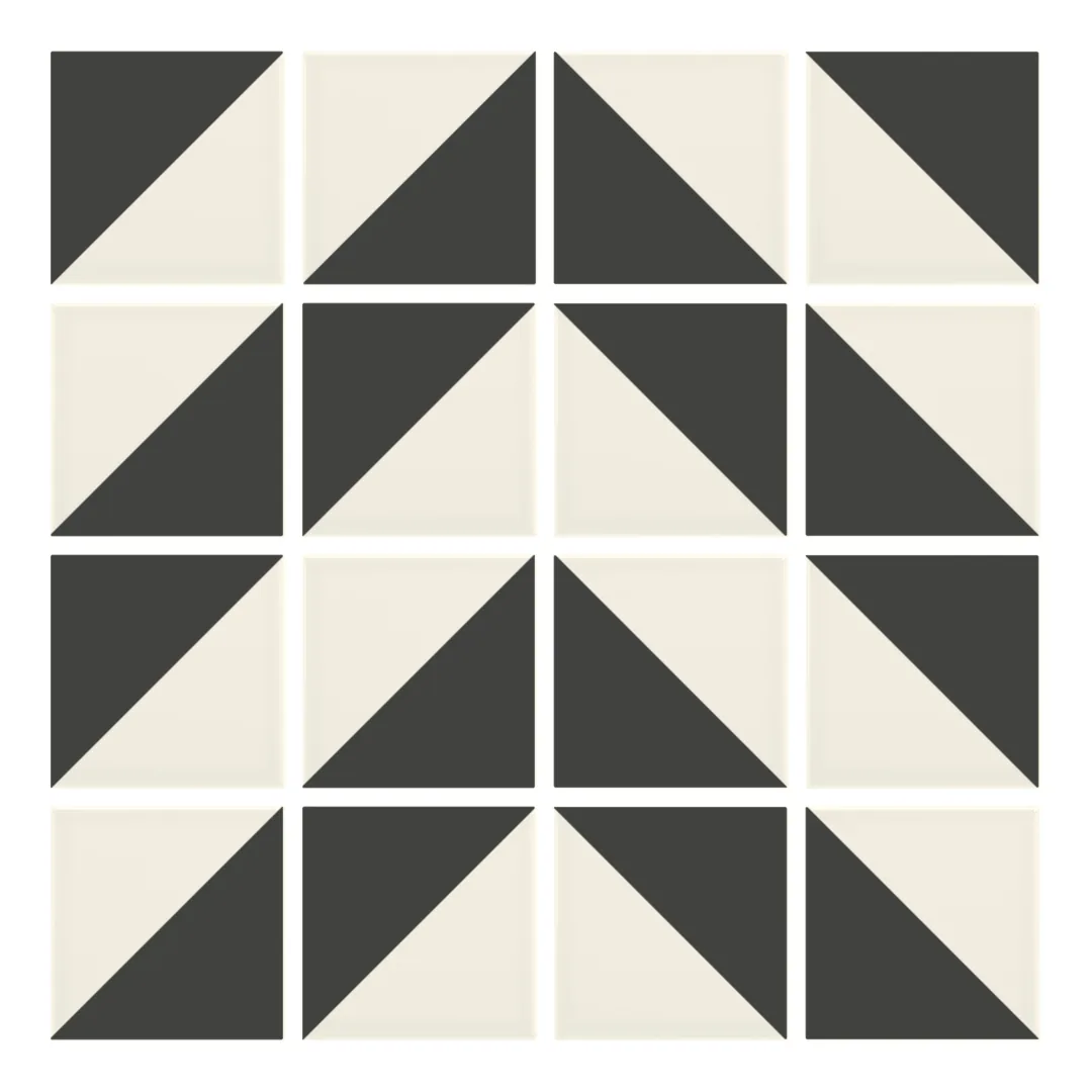 Patrón 4 de colocación de Azulejo Trigone Crema 10x10 Gris Grafito Mate