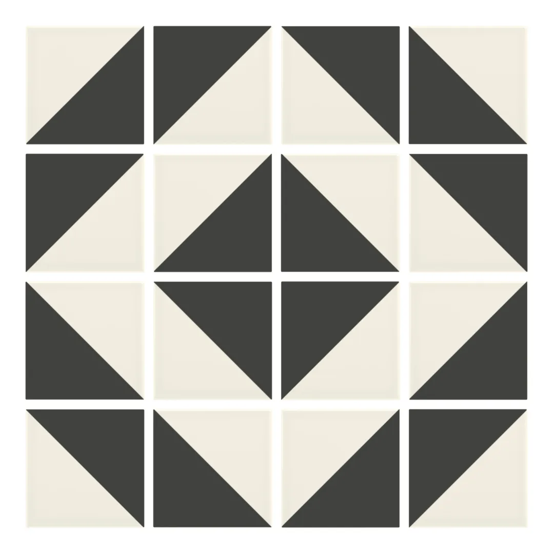 Patrón 5 de colocación de Azulejo Trigone Crema 10x10 Gris Grafito Mate