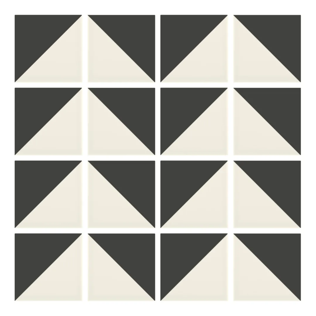 Patrón 6 de colocación de Azulejo Trigone Crema 10x10 Gris Grafito Mate