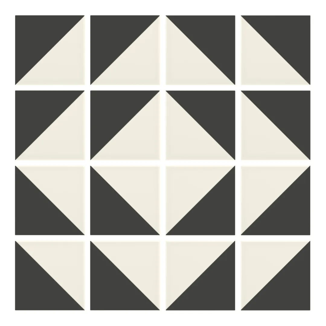 Patrón 7 de colocación de Azulejo Trigone Crema 10x10 Gris Grafito Mate