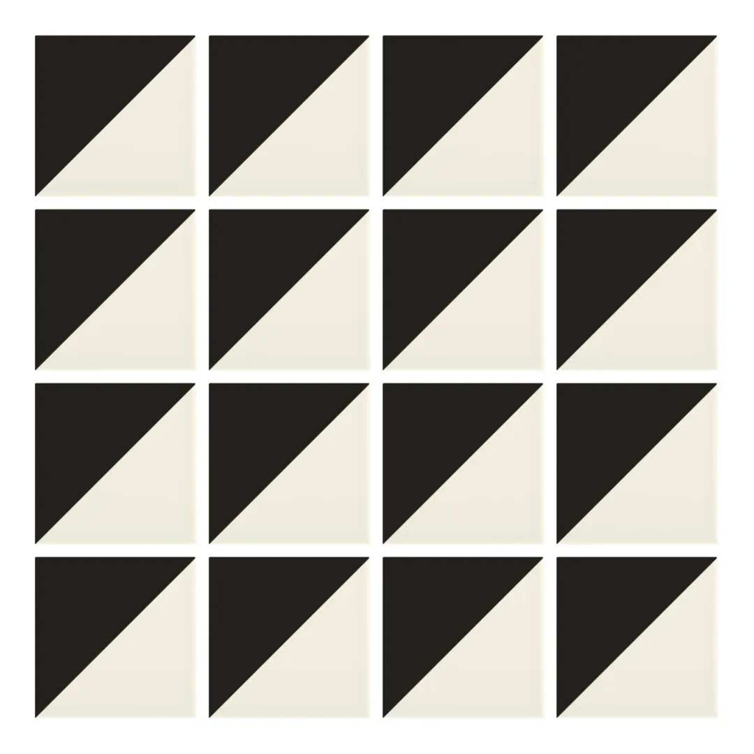 Patrón 1 de colocación de Azulejo Trigone Crema 10x10 Gris Oscuro Brillo