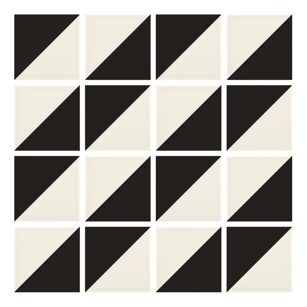 Patrón 2 de colocación de Azulejo Trigone Crema 10x10 Gris Oscuro Brillo