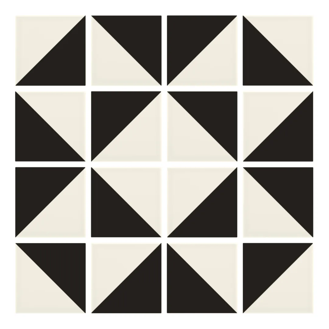Patrón 3 de colocación de Azulejo Trigone Crema 10x10 Gris Oscuro Brillo