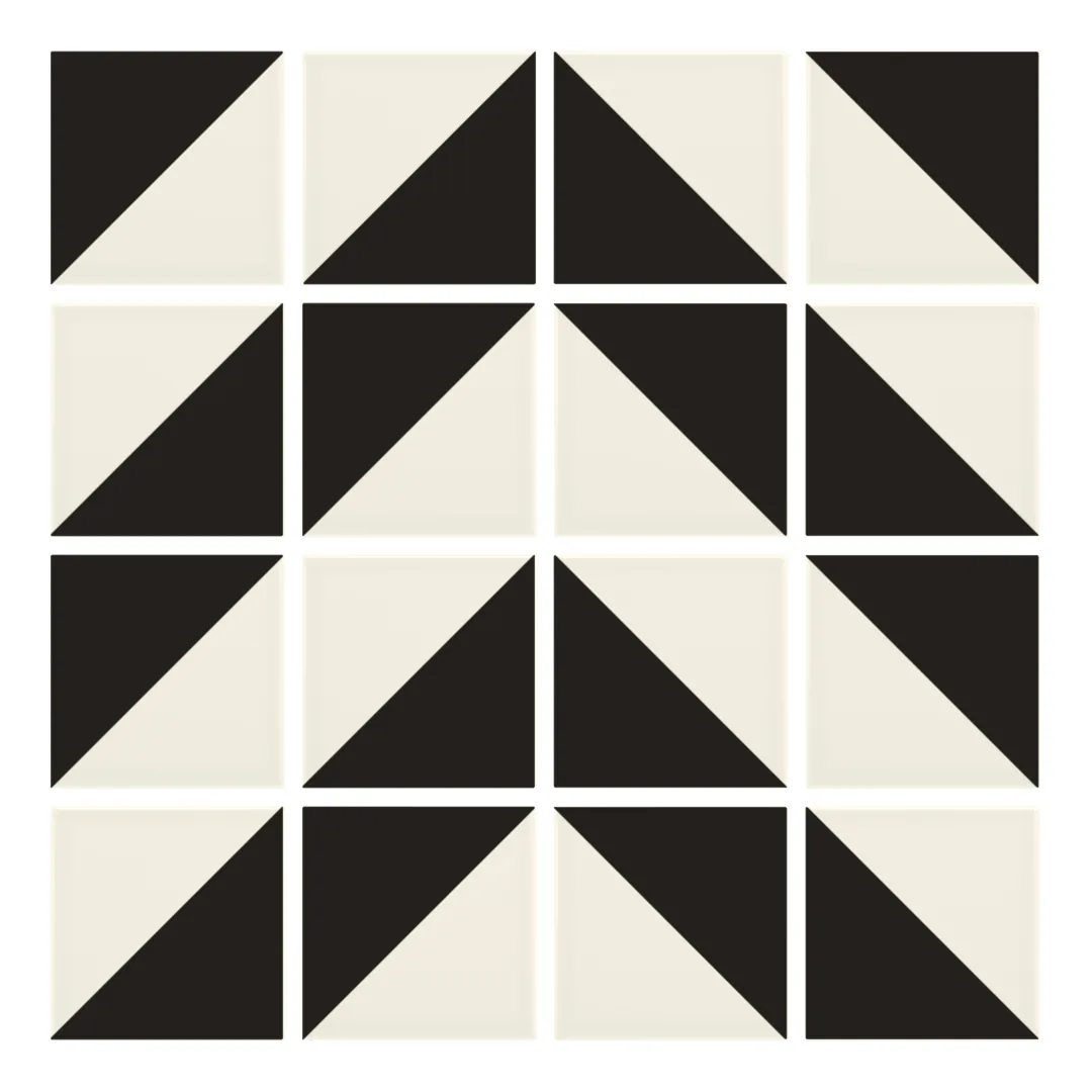 Patrón 4 de colocación de Azulejo Trigone Crema 10x10 Gris Oscuro Brillo