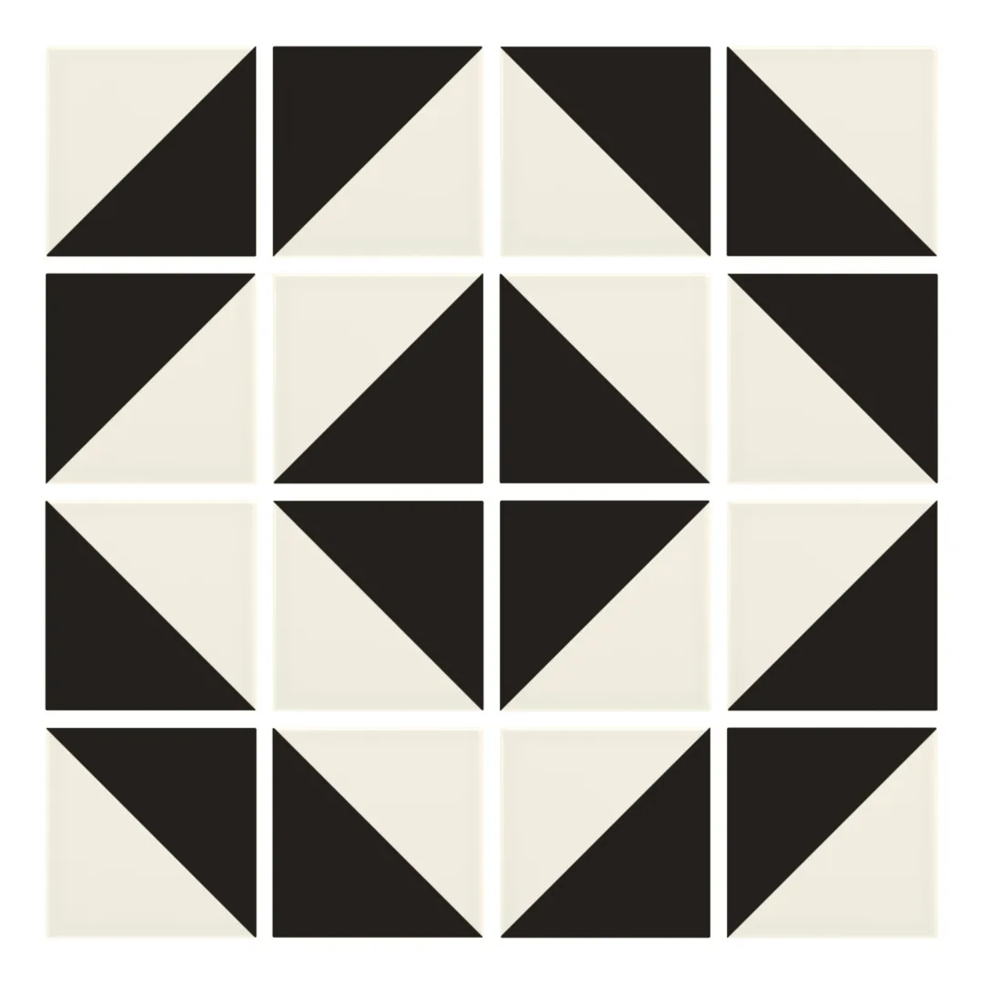 Patrón 5 de colocación de Azulejo Trigone Crema 10x10 Gris Oscuro Brillo