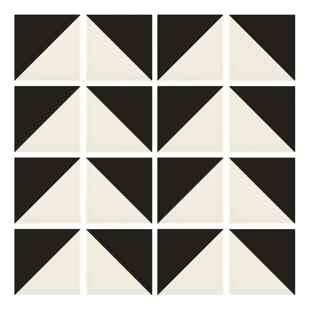 Patrón 6 de colocación de Azulejo Trigone Crema 10x10 Gris Oscuro Brillo