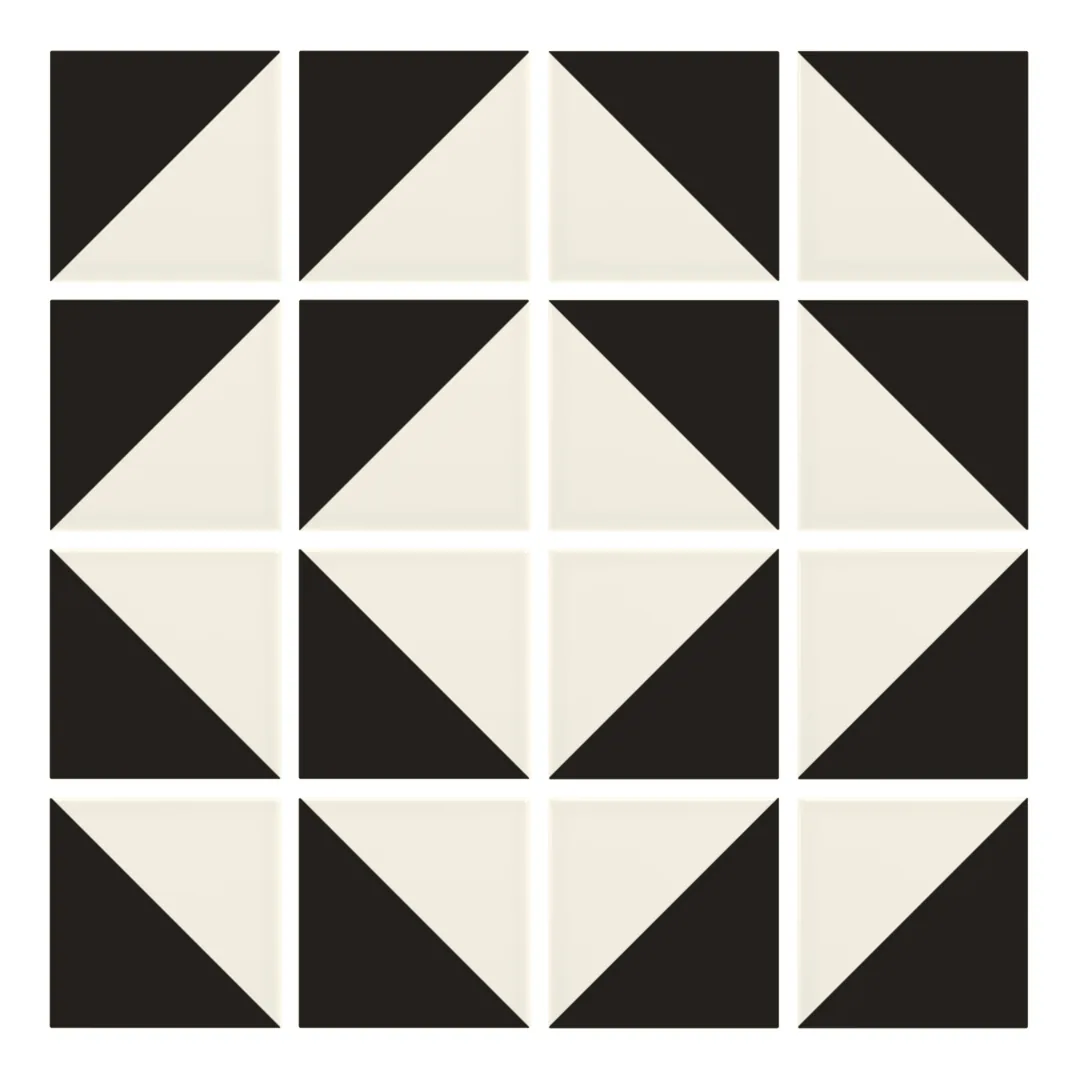 Patrón 7 de colocación de Azulejo Trigone Crema 10x10 Gris Oscuro Brillo