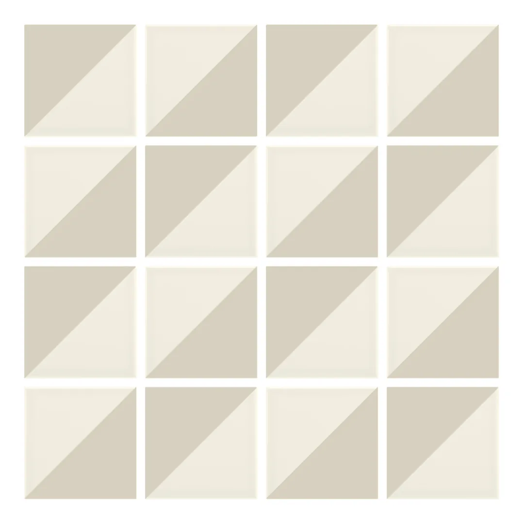 Patrón 2 de colocación de Azulejo Trigone Crema 10x10 Hueso Mate