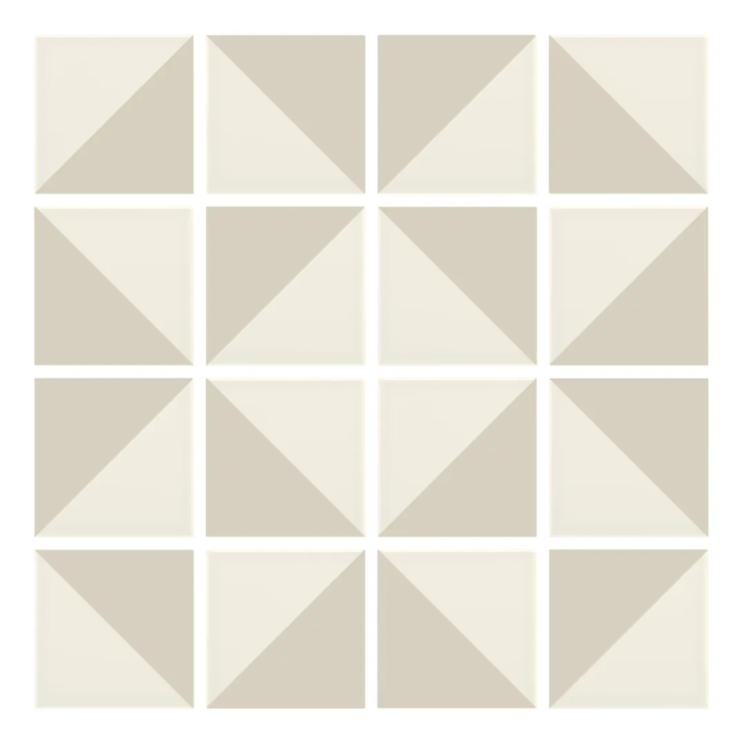 Patrón 3 de colocación de Azulejo Trigone Crema 10x10 Hueso Mate