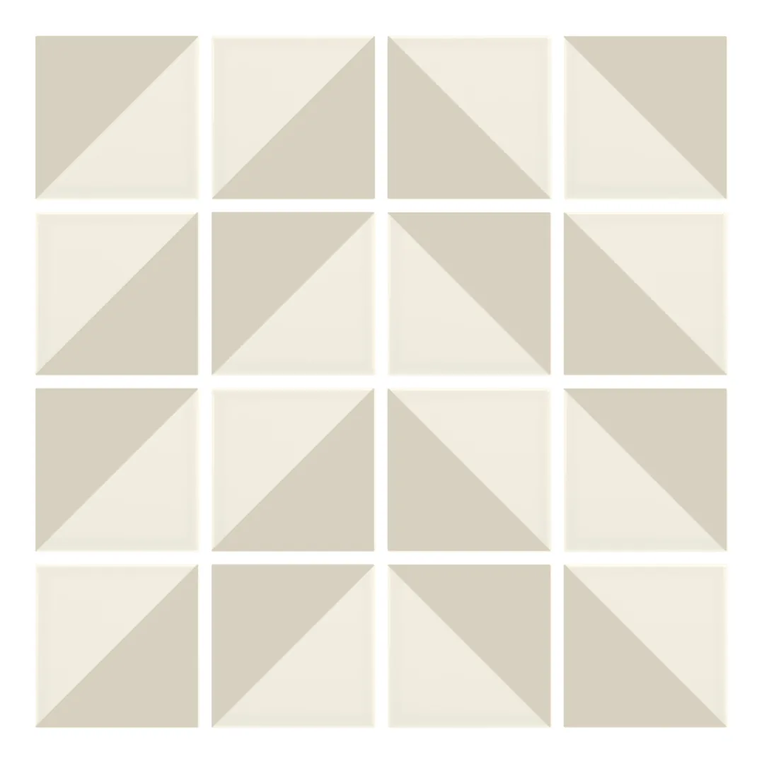 Patrón 4 de colocación de Azulejo Trigone Crema 10x10 Hueso Mate