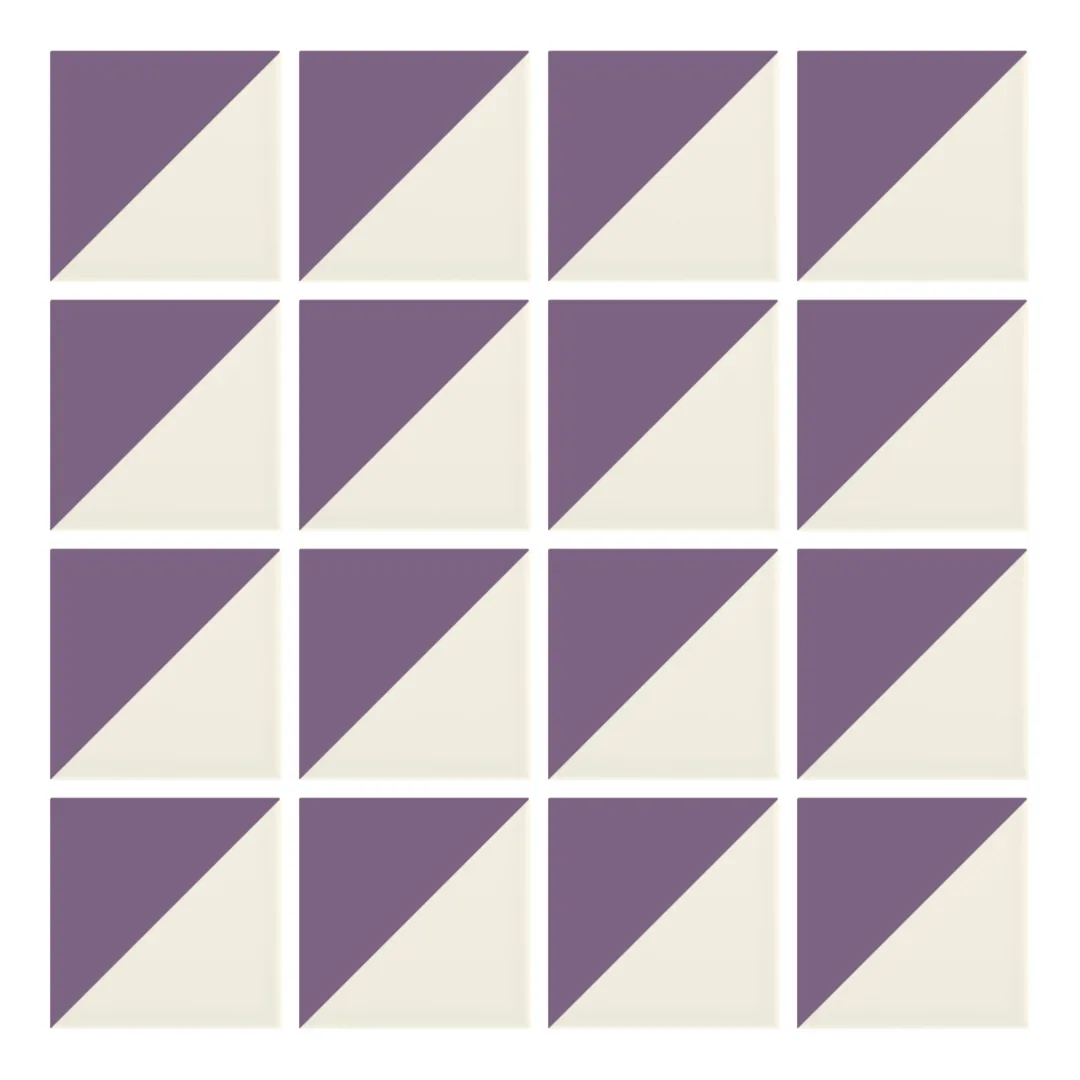 Patrón 1 de colocación de Azulejo Trigone Crema 10x10 Lila Brillo