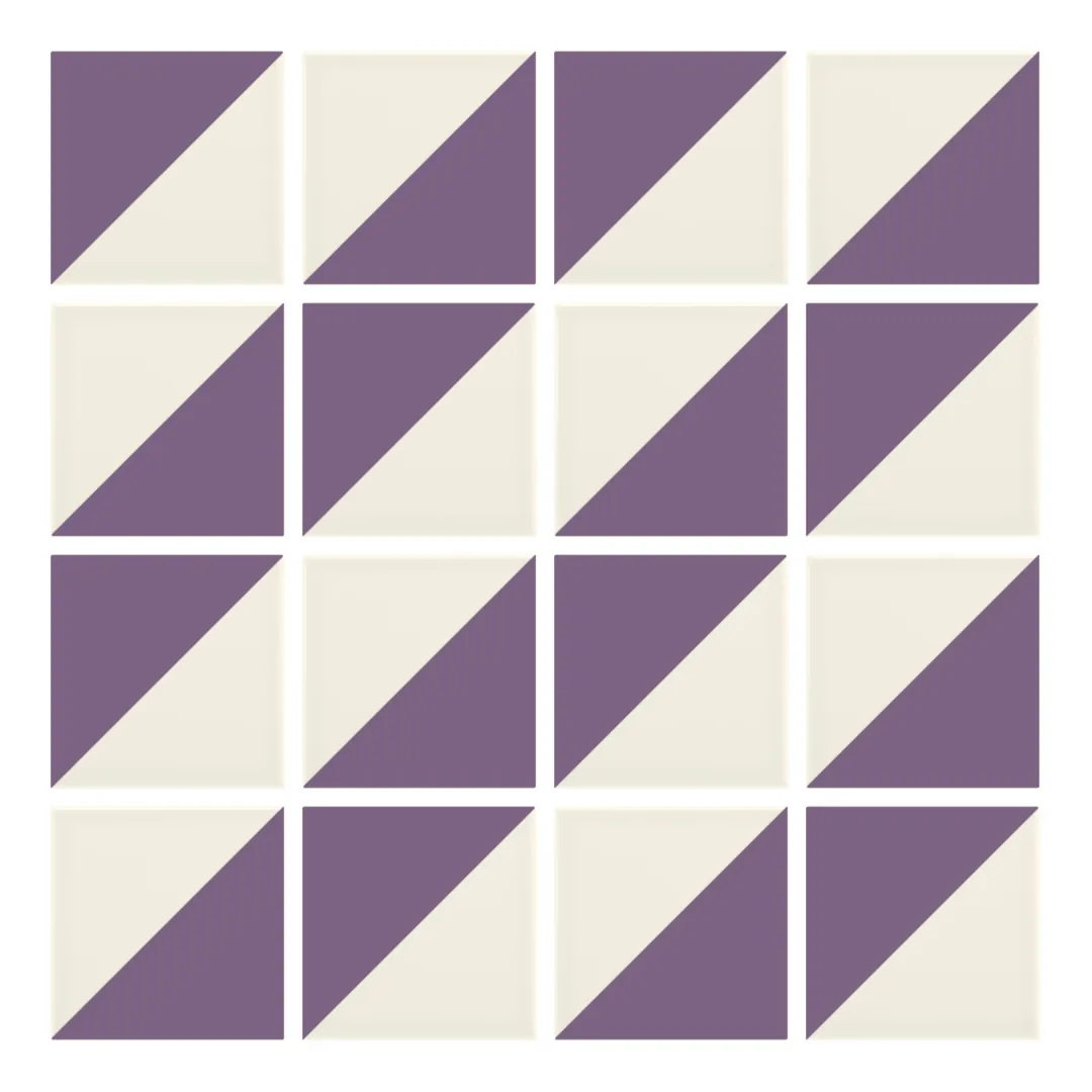 Patrón 2 de colocación de Azulejo Trigone Crema 10x10 Lila Brillo