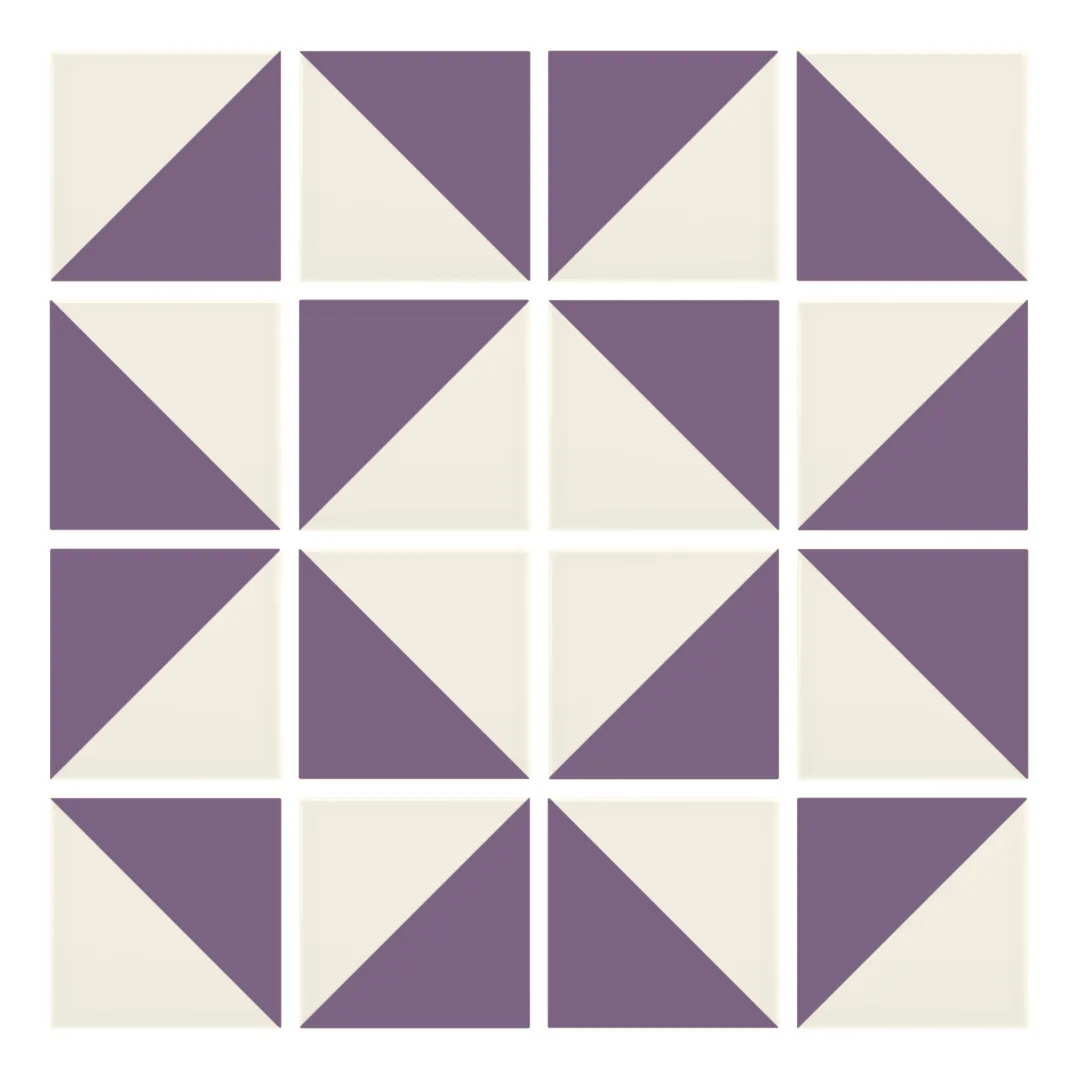 Patrón 3 de colocación de Azulejo Trigone Crema 10x10 Lila Brillo