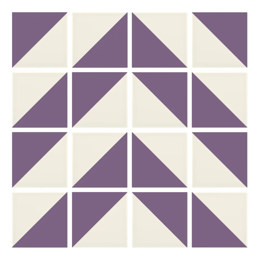 Patrón 4 de colocación de Azulejo Trigone Crema 10x10 Lila Brillo