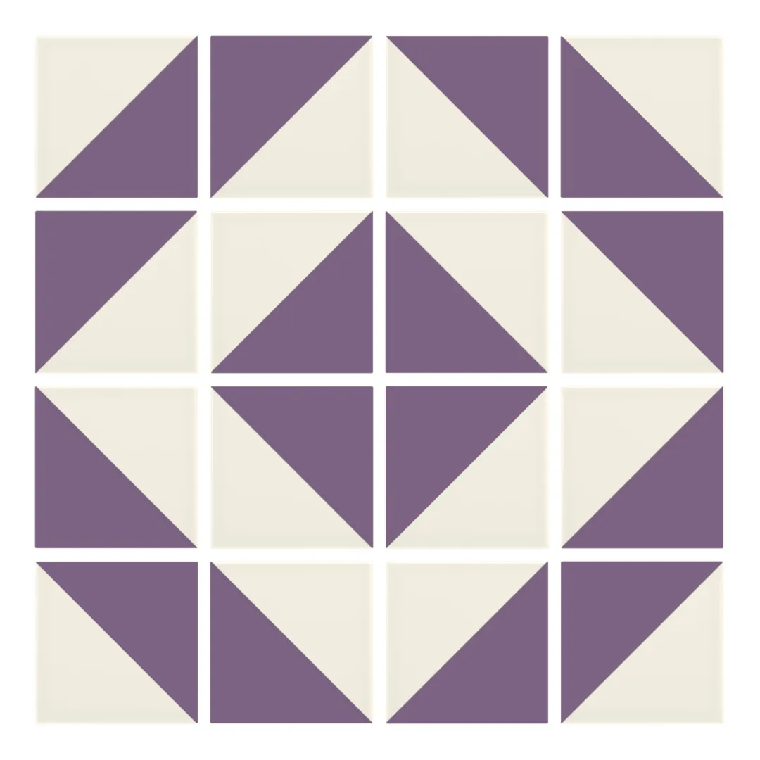 Patrón 5 de colocación de Azulejo Trigone Crema 10x10 Lila Brillo