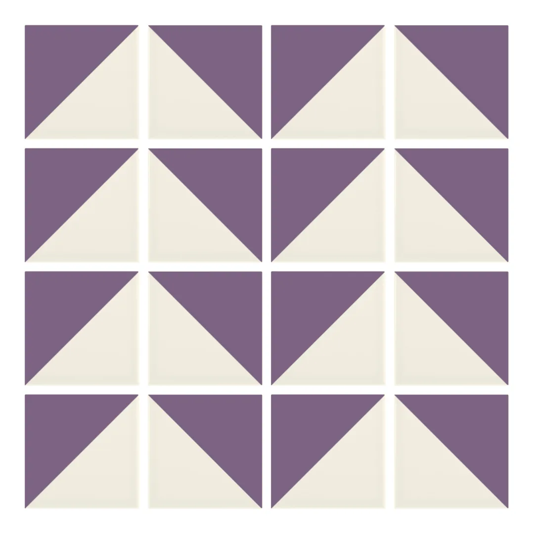 Patrón 6 de colocación de Azulejo Trigone Crema 10x10 Lila Brillo