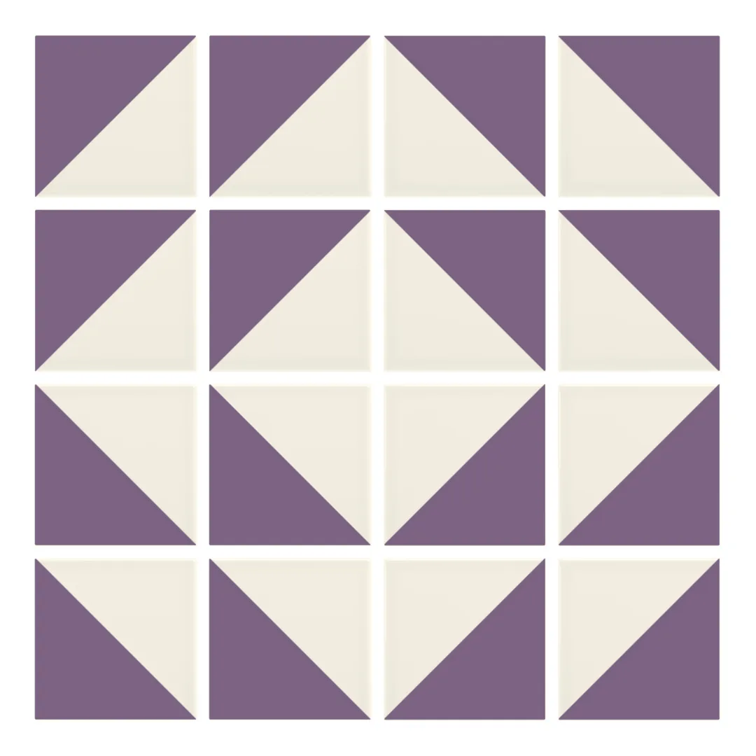 Patrón 7 de colocación de Azulejo Trigone Crema 10x10 Lila Brillo