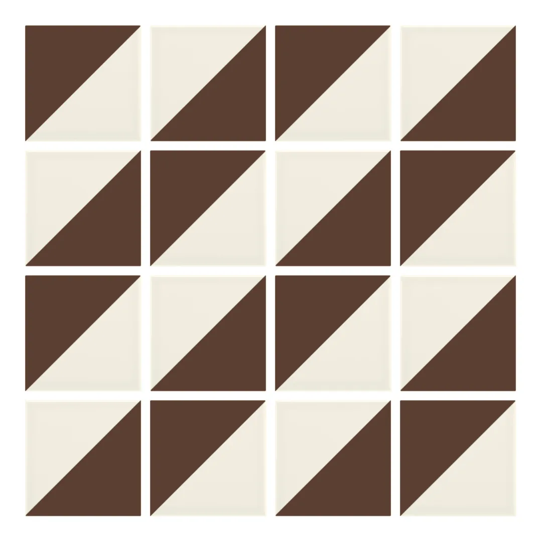 Patrón 2 de colocación de Azulejo Trigone Crema 10x10 Marrón Brillo