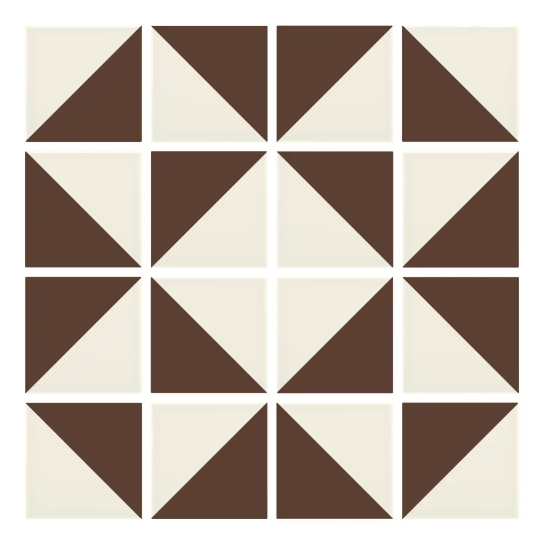 Patrón 3 de colocación de Azulejo Trigone Crema 10x10 Marrón Brillo
