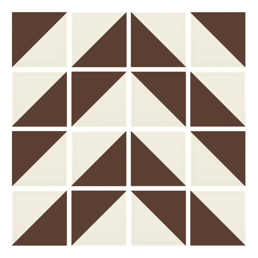 Patrón 4 de colocación de Azulejo Trigone Crema 10x10 Marrón Brillo