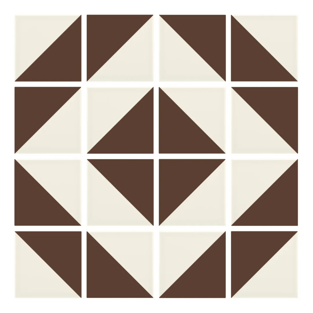 Patrón 5 de colocación de Azulejo Trigone Crema 10x10 Marrón Brillo