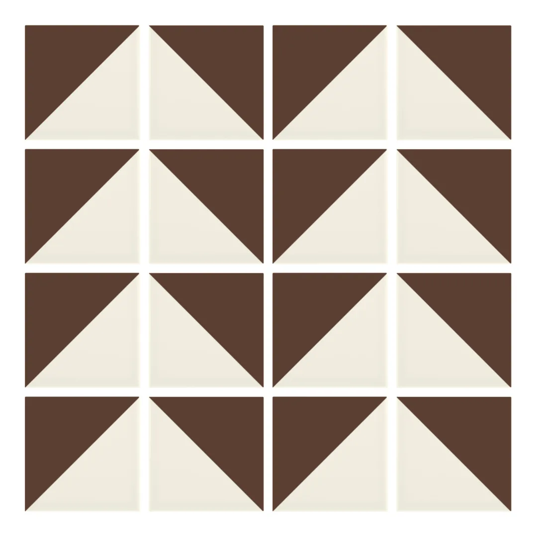 Patrón 6 de colocación de Azulejo Trigone Crema 10x10 Marrón Brillo