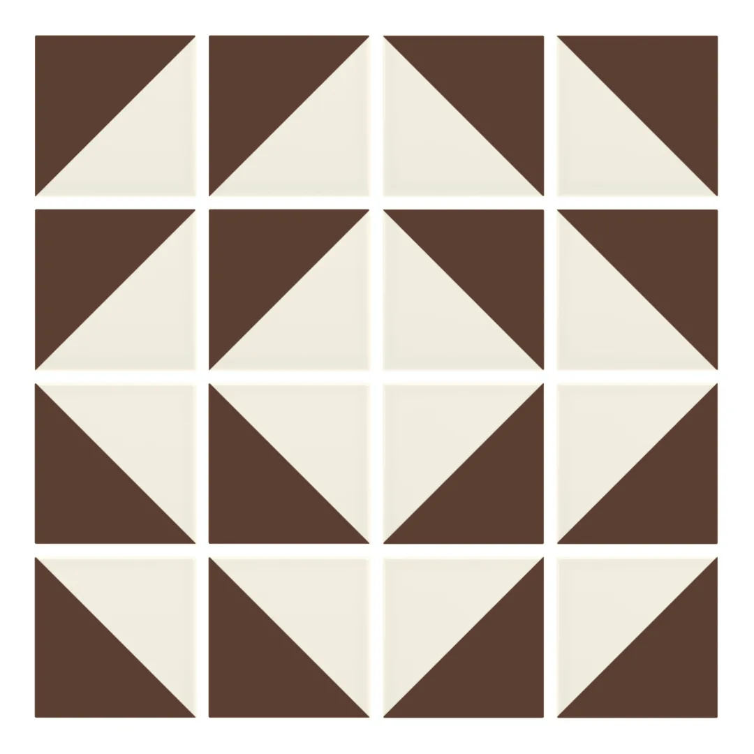 Patrón 7 de colocación de Azulejo Trigone Crema 10x10 Marrón Brillo