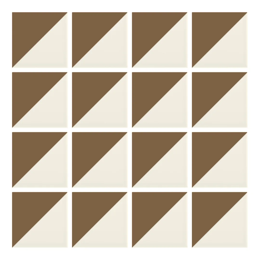 Patrón 1 de colocación de Azulejo Trigone Crema 10x10 Marrón Caramelo Mate