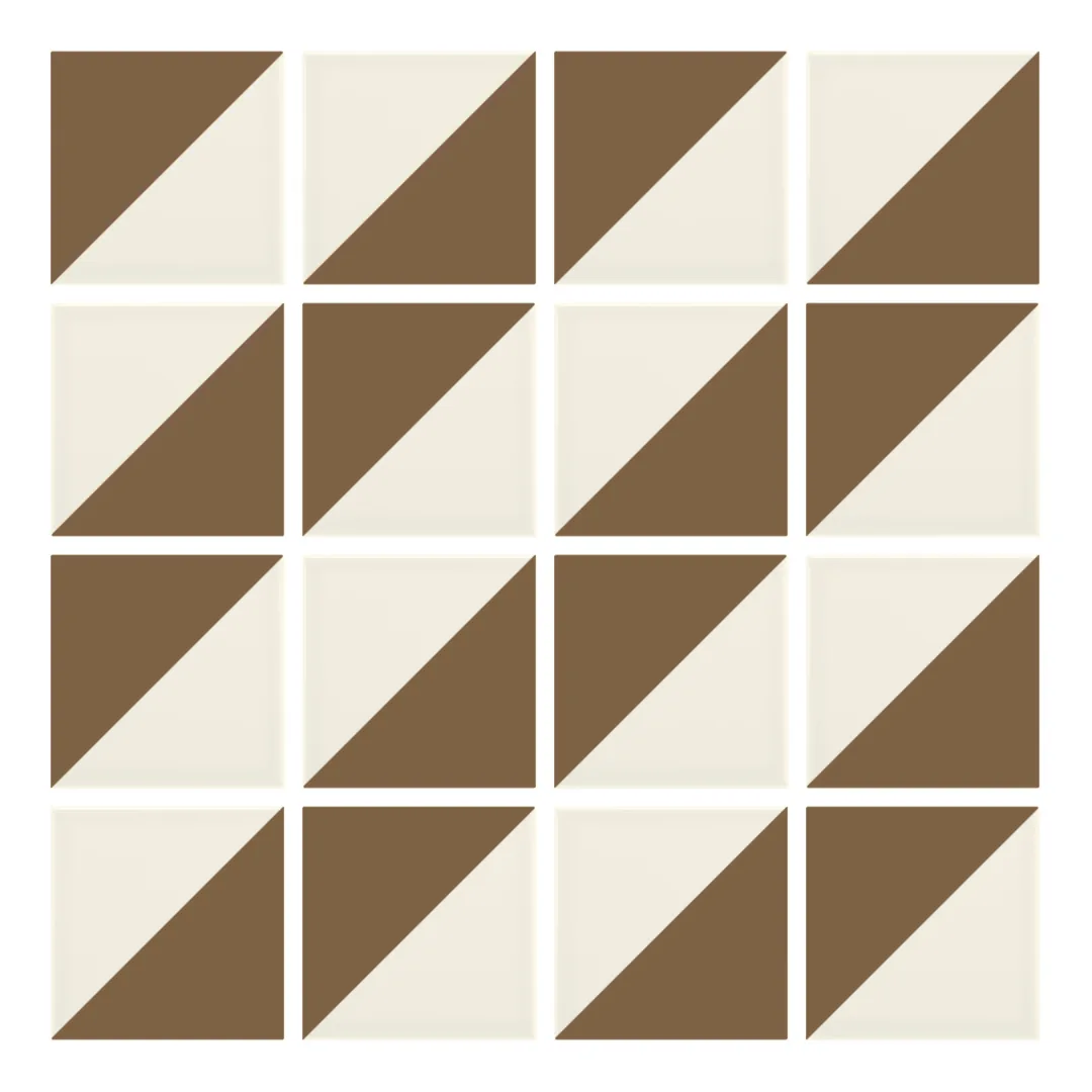 Patrón 2 de colocación de Azulejo Trigone Crema 10x10 Marrón Caramelo Mate