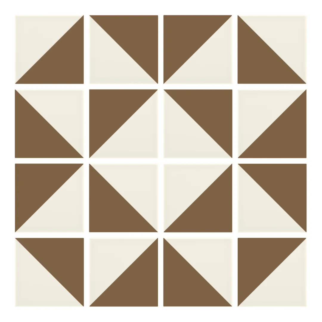 Patrón 3 de colocación de Azulejo Trigone Crema 10x10 Marrón Caramelo Mate