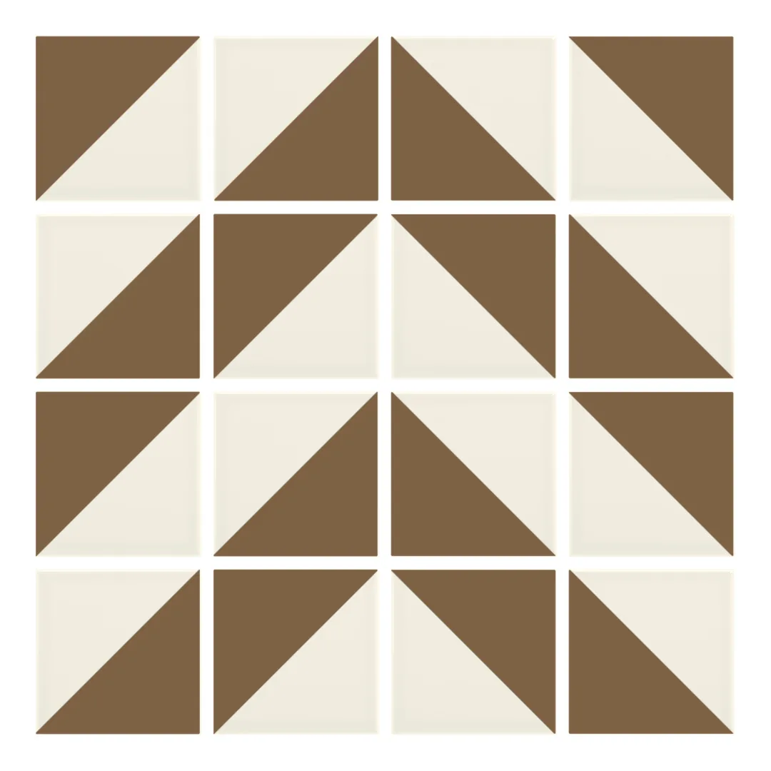 Patrón 4 de colocación de Azulejo Trigone Crema 10x10 Marrón Caramelo Mate